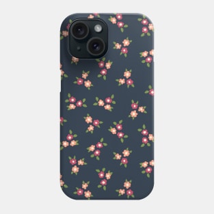 Ditsy Flowers Pink on Blue Phone Case