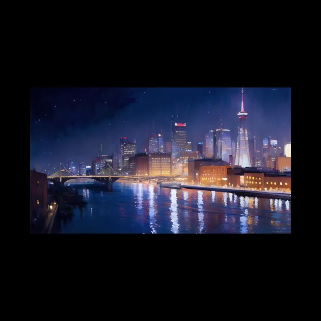 Night Cityscape by The Brushstrokes Boutique