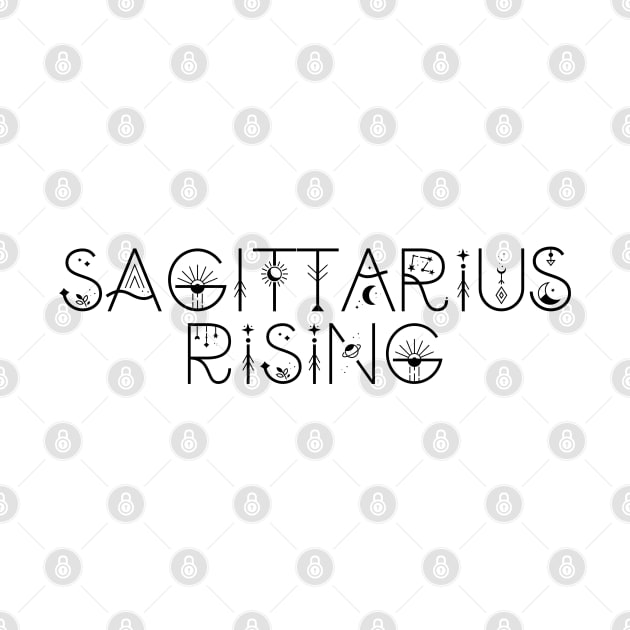 Sagittarius rising sign celestial typography by lilacleopardco