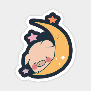 Sleepy Moon Pig Magnet