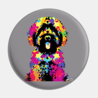 Black Russian Terrier Dog Colorful Stencil Pin