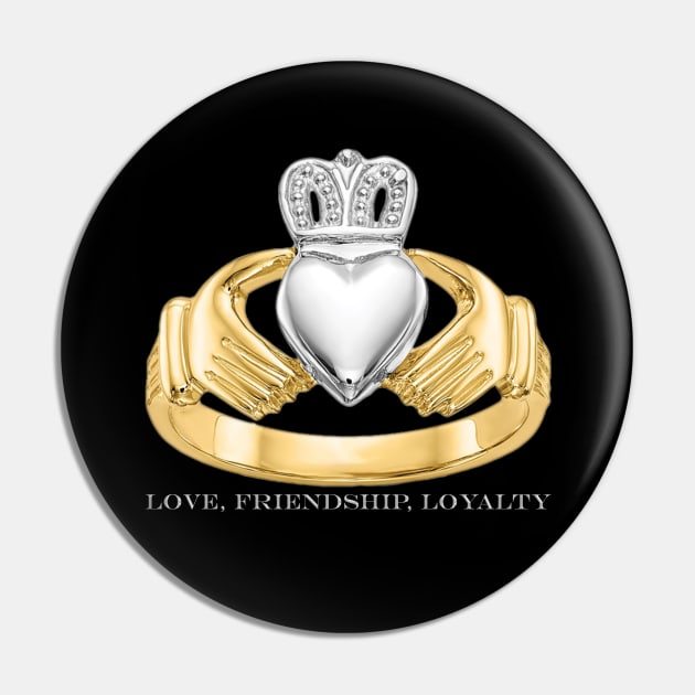 Claddagh Ring - Love Friendship Loyalty Pin by Ireland