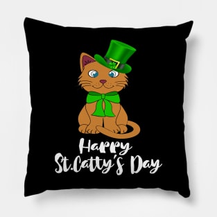 Happy St.Cattys Day Irish Patricks Day Leprechaun Cat Lover Pillow