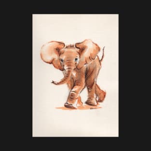 Lillie - Watercolor painting of a baby elephant T-Shirt