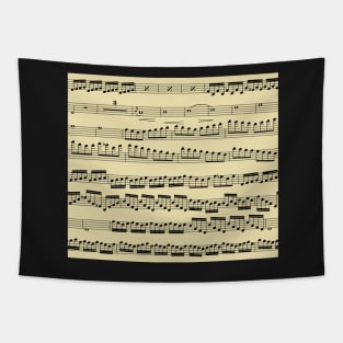 music notes - sheet music black on beige Tapestry