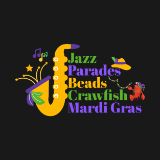 Mardi Gras Masquerade Mask Bead Parade Women Men Kids T-Shirt