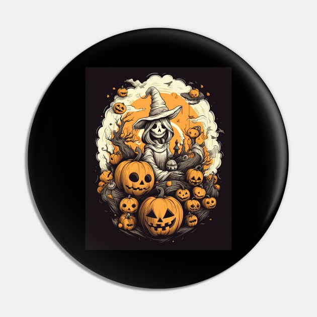 scary dead witch with pumpkins, halloween design Pin by Maverick Media