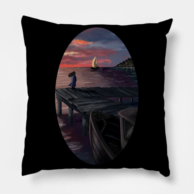 Twilight Harbor Pillow by Khalico