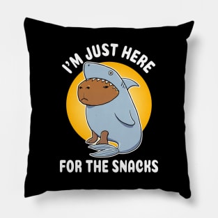 I'm just here for the snacks Capybara Shark Costume Pillow