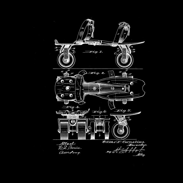 Roller Skate Vintage Patent Drawing by TheYoungDesigns