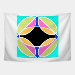 Yellow Green Pink Blue Geometric Abstract Acrylic Painting Tapestry