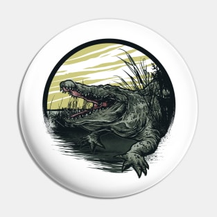 Dark Alligator Swamp Grunge Pin