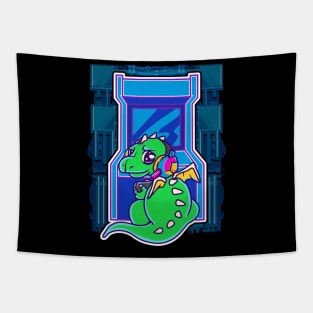 Baby Dragon Gamer Cute & Funny Arcade Gaming Tapestry