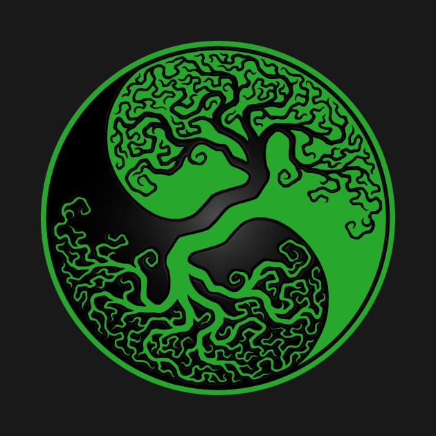 Green and Black Tree of Life Yin Yang by jeffbartels