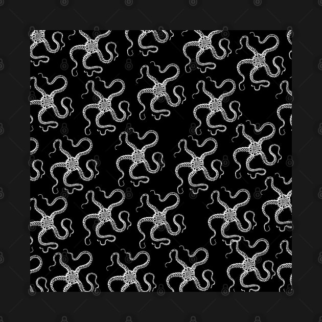 spiny brittle starfish aloha print hawaii pattern black and white by maplunk