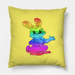 Funny Rainbow Bunny Pillow