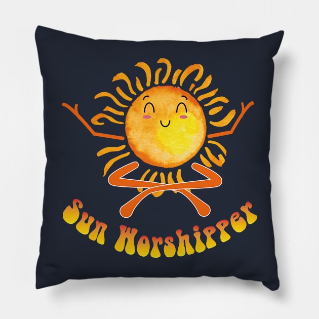 Sun Worshipper, summer design Pillow by eyoubree