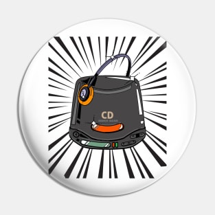 Retro CD Player Discman (black print) Pin