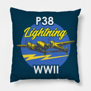 P-38 Lightning WWII Vintage Aircraft Pillow