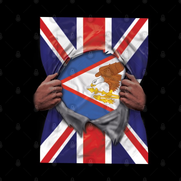American Samoa Flag Great Britain Flag Ripped - Gift for American Samoan From American Samoa by Country Flags