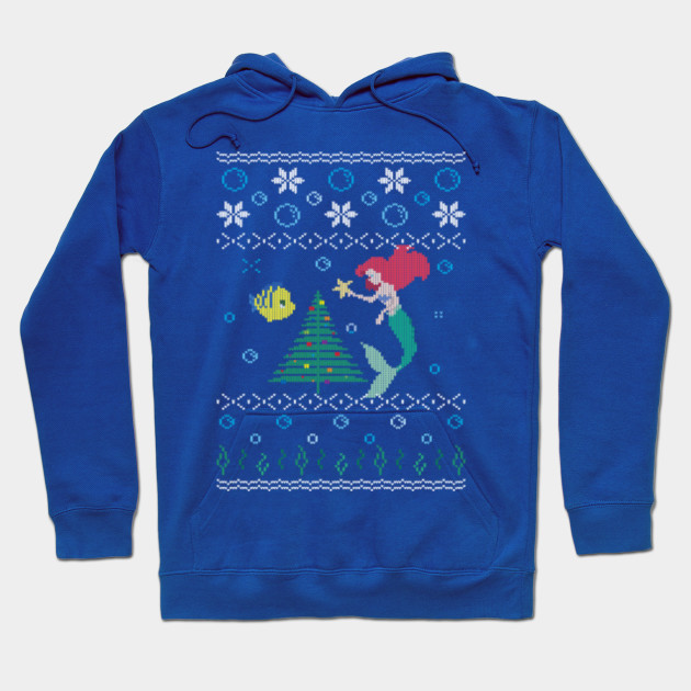 ugly christmas sweater the little mermaid ariel hoodie teepublic little mermaid christmas