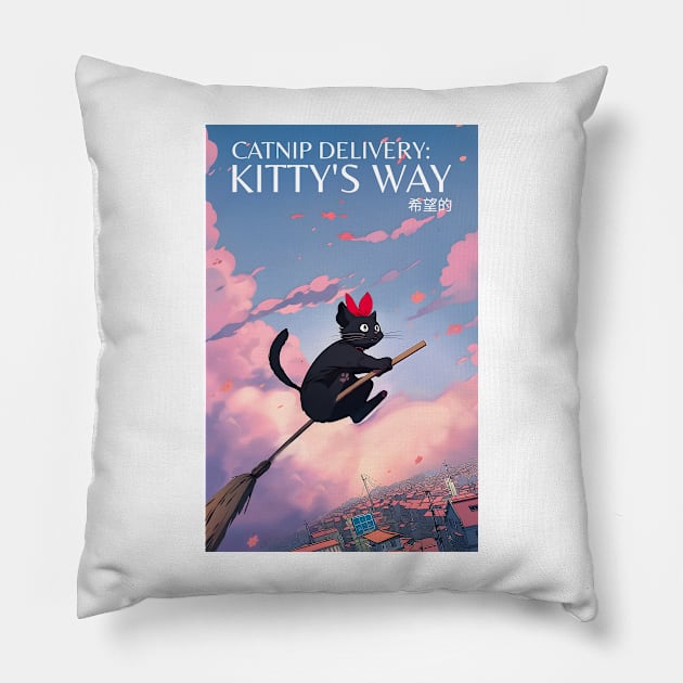 Cute Anime Cat Parody Pillow by Tip Top Tee's