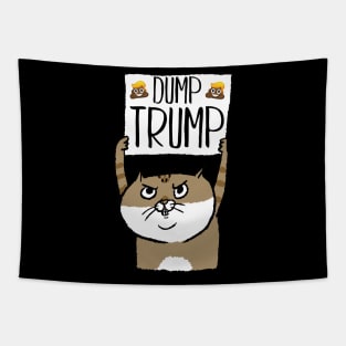 Dump Trump Poop Emoji Protesting Cat Gift Tapestry