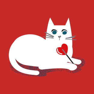 White cat in love T-Shirt