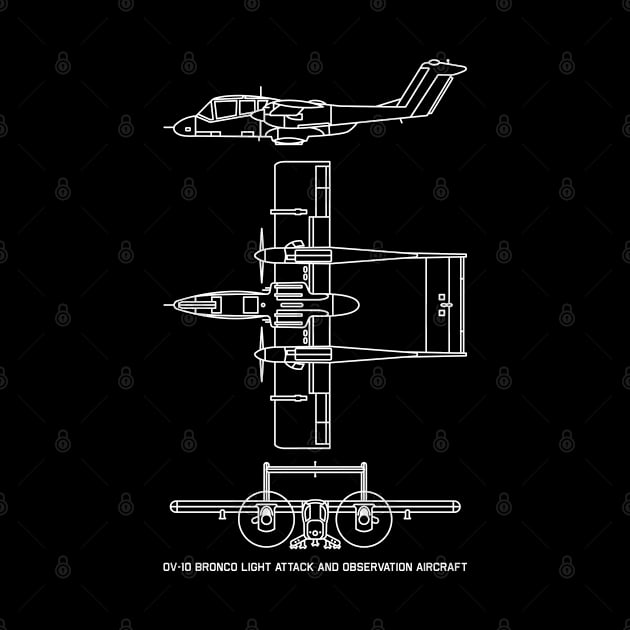 North American Rockwell OV-10 Bronco Military Plane Blueprint Gift by Battlefields