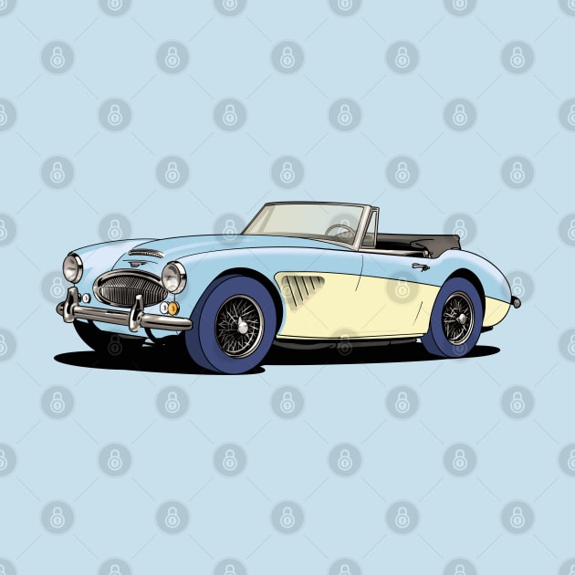 Austin-Healey 3000 in blue and cream by Webazoot