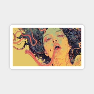 Abstract Trippy Tentacled Lovecraftian Monster Woman Magnet