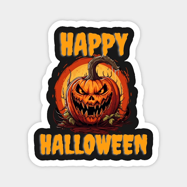 Happy Halloween Pumpkin Cartoon Magnet by DarkAgeArt