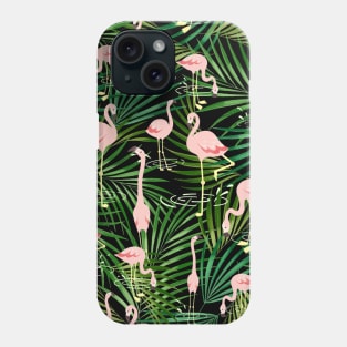 Flamingos tropical leaves pattern Phone Case