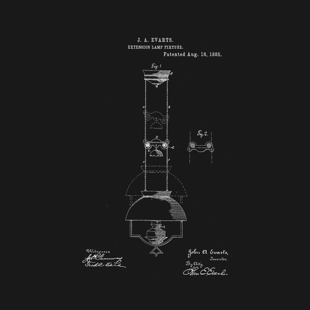 Extension Lamp Fixture Vintage Patent Hand Drawing by TheYoungDesigns