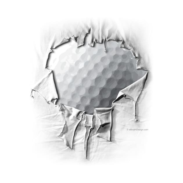 Shredded, Ripped and Torn Golf Ball by eBrushDesign