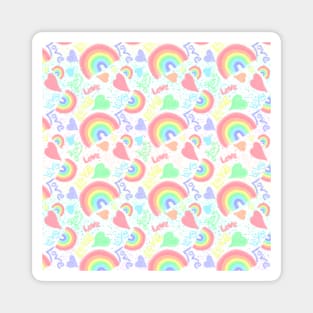 Pastel Love, Rainbows and Hearts Design Magnet