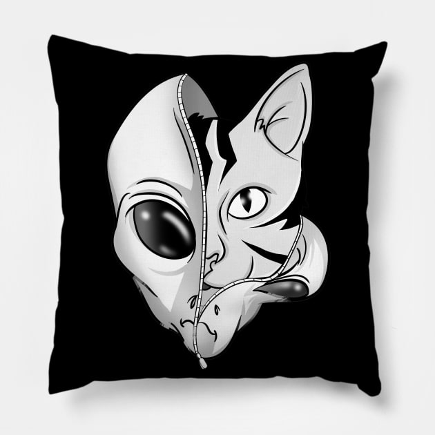 Feline Alien Space Cat Pillow by Trendy Black Sheep