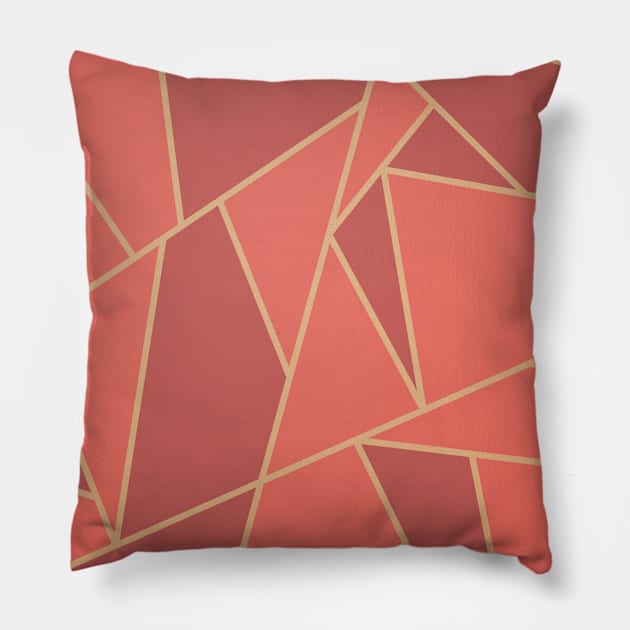 Coral Art Deco Pattern Pillow by B A Y S T A L T