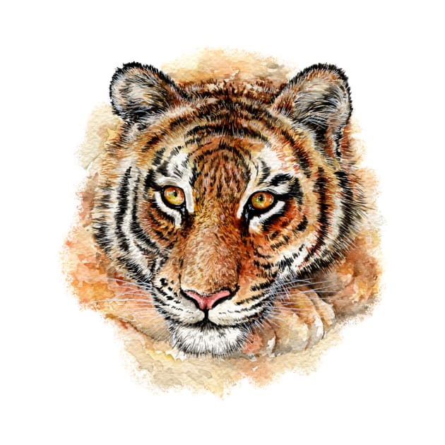 Panthera tigris -Tiger watercolor illustration by Dzydaria