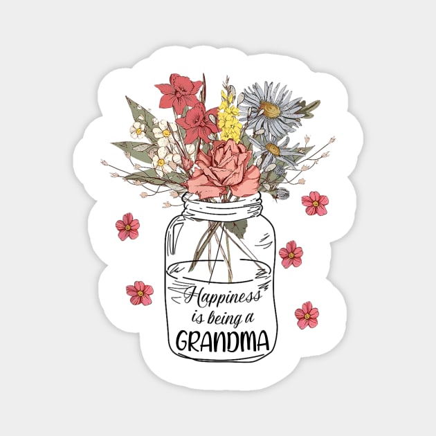 Happiness Is Being A Grandma Wildflowers Happy Mother's Day Magnet by Benko Clarence