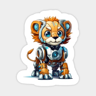 Cartoon lion robots. T-Shirt, Sticker. Magnet