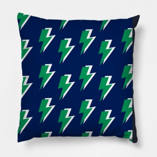 Green Lightning on Blue Background Pillow