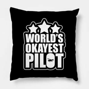 Funny World's Okayest Pilot Airplane Piloting Pun Pillow