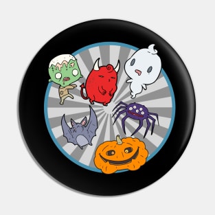 Retro Vintage Halloween. Little Boo Crew. Crazy Stripes and Vortex Style Pin