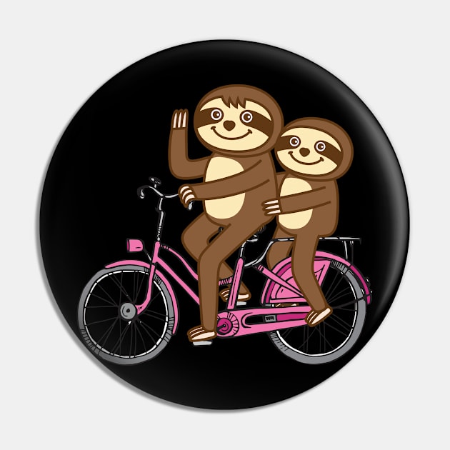 Sloths and bicycle Pin by Plushism