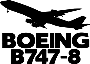 Boeing B747-8 Silhouette Print (Black) Magnet