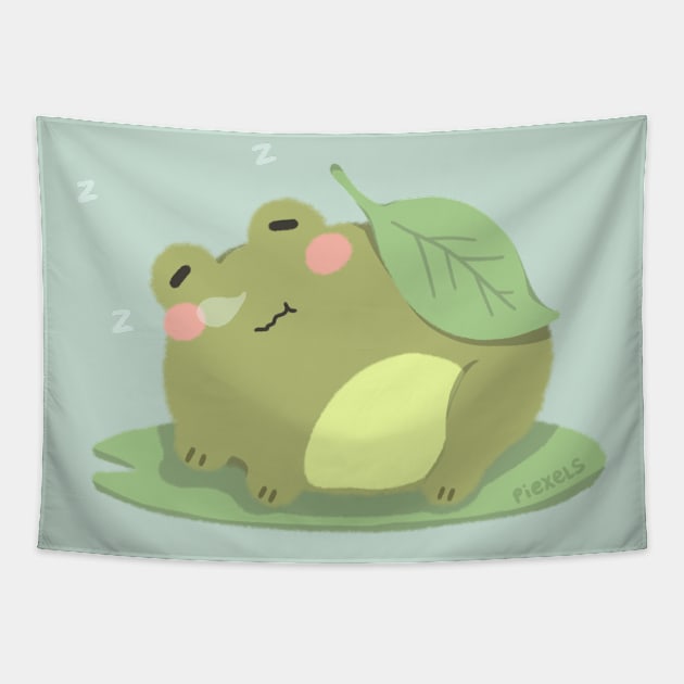 Sleepy Frog Tapestry by Piexels