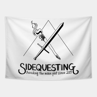 Sidequesting Logo, front and back - Black Tapestry