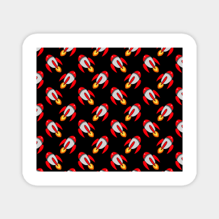 Little Red Rocket Ships Pattern Magnet