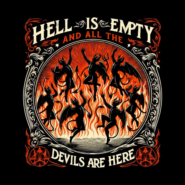 The Tempest - Hell is Empty - Vintage Distressed by QuirkyInk